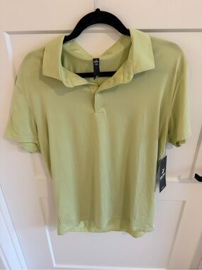 NWT Glyder Pin Seeker Polo Men’s Medium Honey Dew Heather Golf Performance